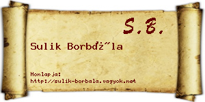 Sulik Borbála névjegykártya
